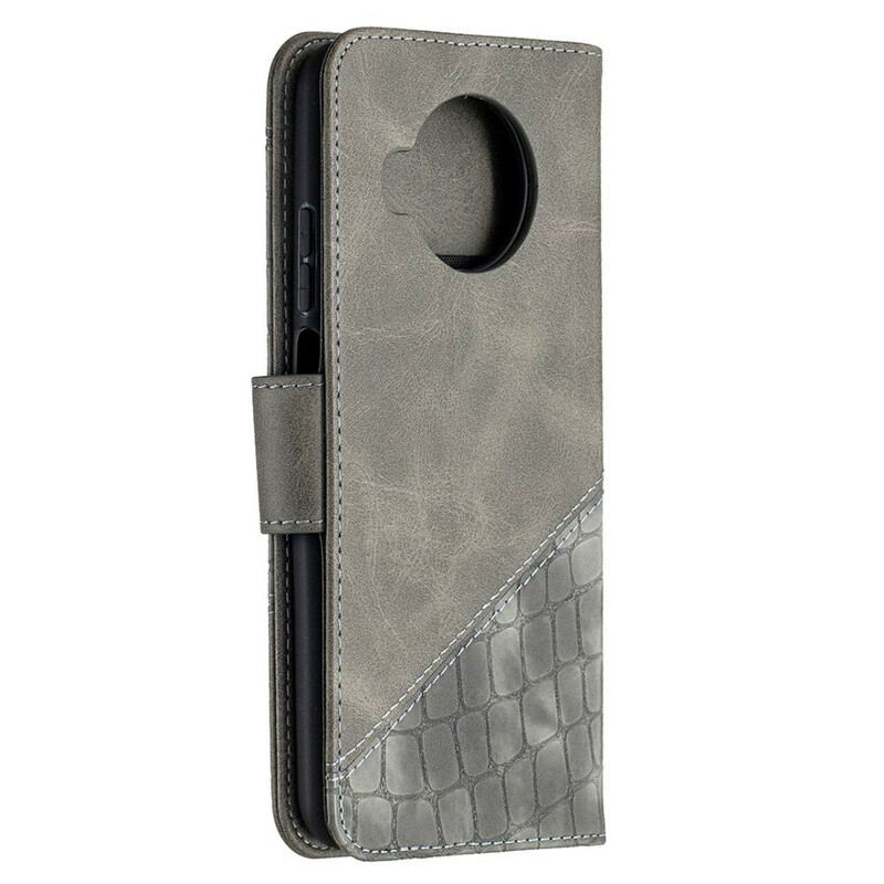 Capa Folio Para Xiaomi Redmi Note 9 Pro 5G Pele De Crocodilo