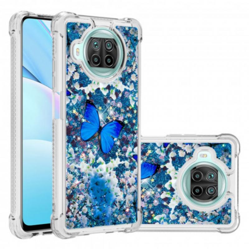 Capa Para Xiaomi Redmi Note 9 Pro 5G Borboletas Azuis Brilhantes