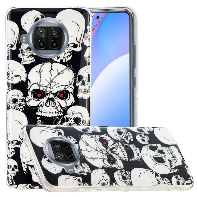 Capa Para Xiaomi Redmi Note 9 Pro 5G Crânios De Néon