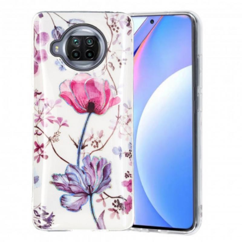 Capa Para Xiaomi Redmi Note 9 Pro 5G Flores Em Mármore