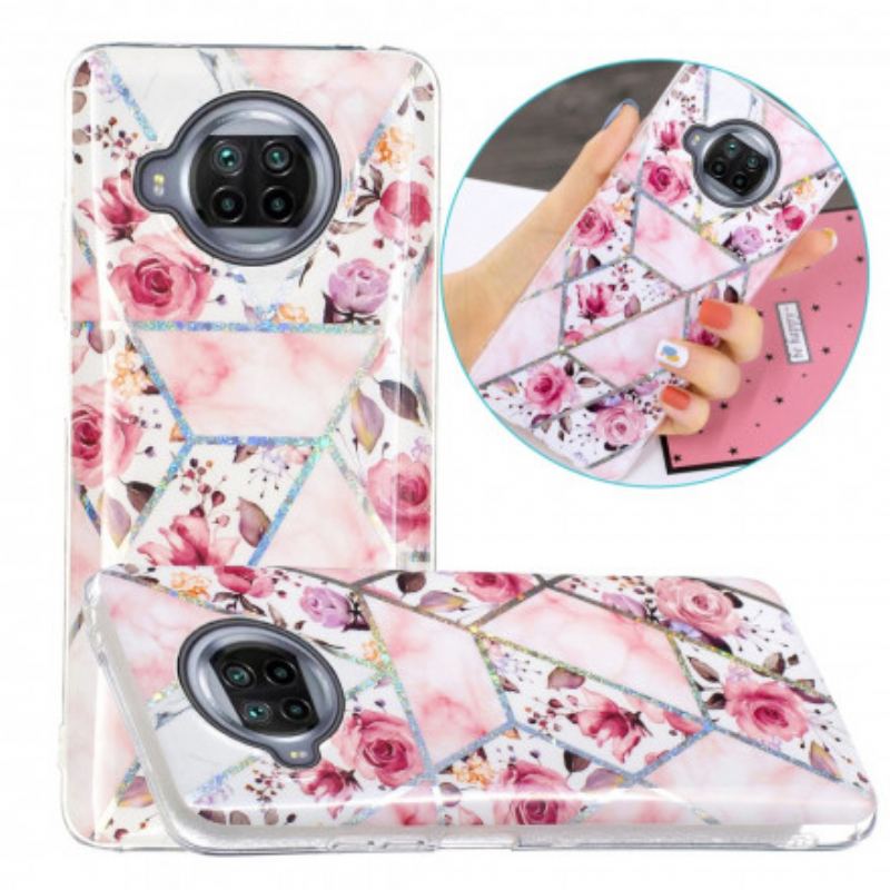 Capa Para Xiaomi Redmi Note 9 Pro 5G Flores Em Mármore