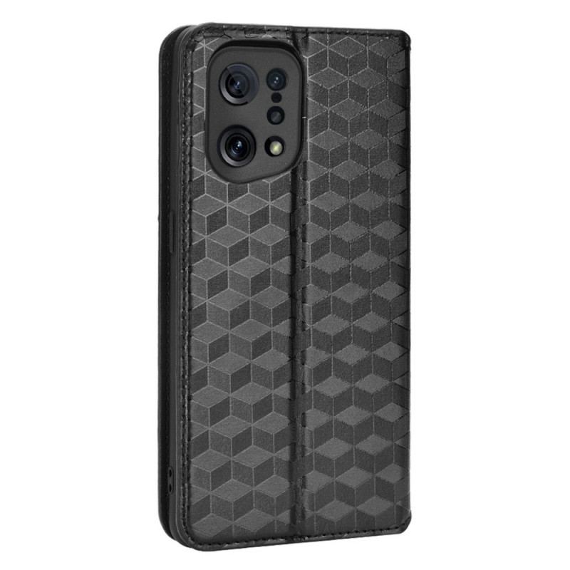 Capa De Celular Para Oppo Find X5 Flip Efeito Couro Diamante