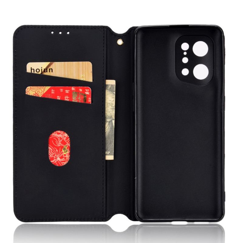 Capa De Celular Para Oppo Find X5 Flip Efeito Couro Diamante