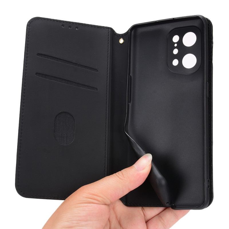 Capa De Celular Para Oppo Find X5 Flip Efeito Couro Diamante