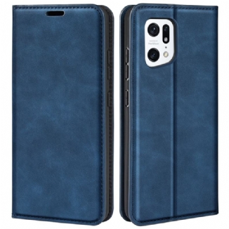 Capa De Celular Para Oppo Find X5 Flip Efeito Couro Macio Seda