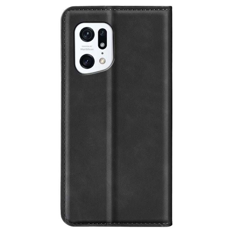 Capa De Celular Para Oppo Find X5 Flip Efeito Couro Macio Seda