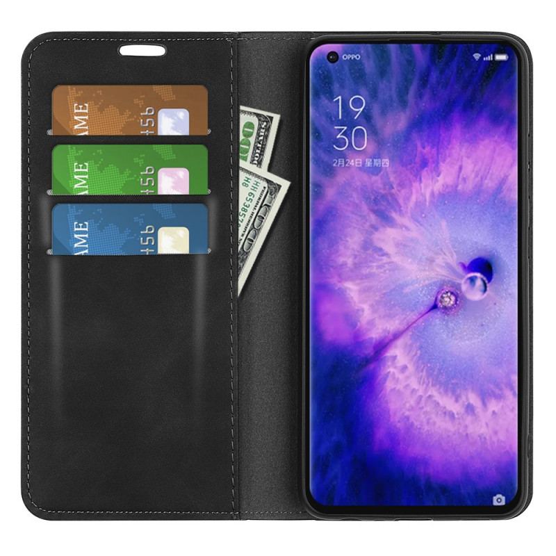 Capa De Celular Para Oppo Find X5 Flip Efeito Couro Macio Seda