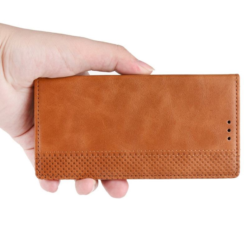 Capa De Celular Para Oppo Find X5 Flip Efeito Couro Vintage Estilizado