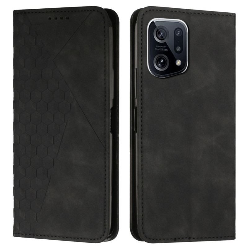 Capa De Celular Para Oppo Find X5 Flip Padrão De Couro Sintético