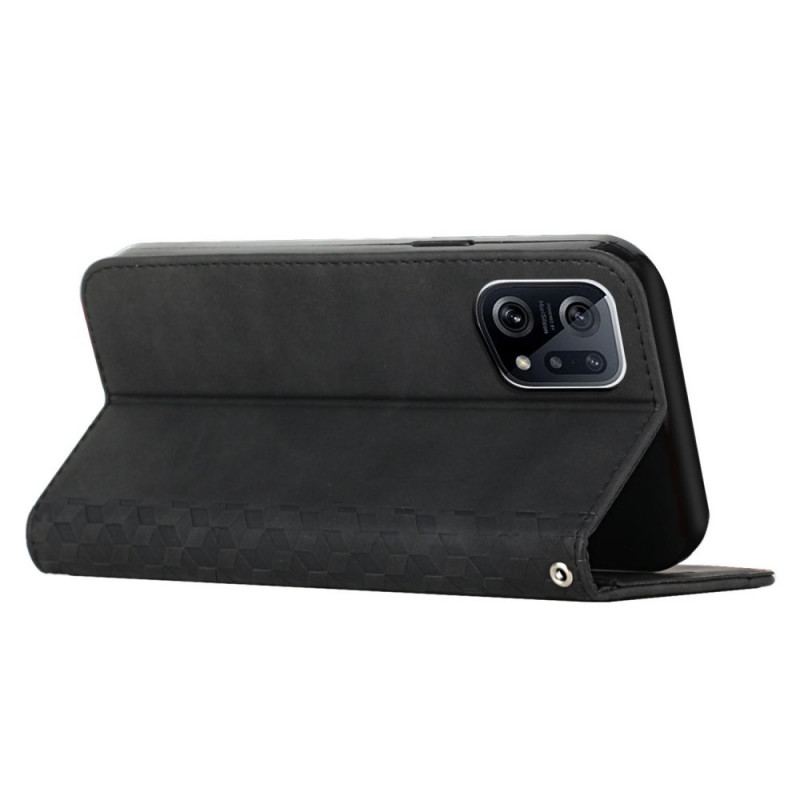 Capa De Celular Para Oppo Find X5 Flip Padrão De Couro Sintético