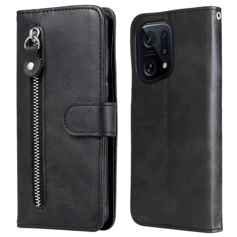 Capa De Couro Para Oppo Find X5 Carteira