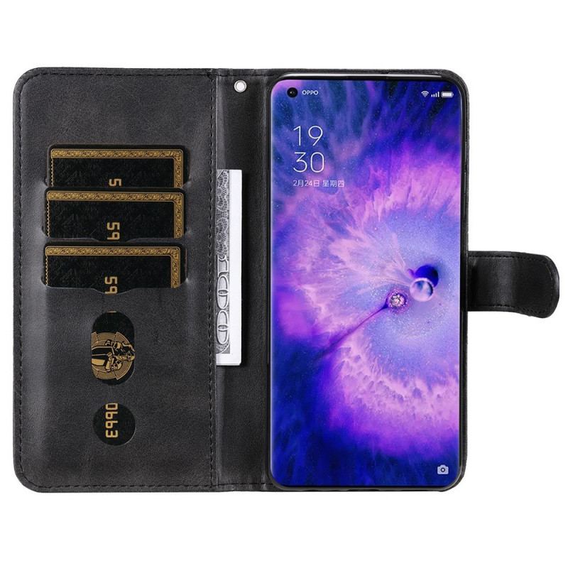 Capa De Couro Para Oppo Find X5 Carteira