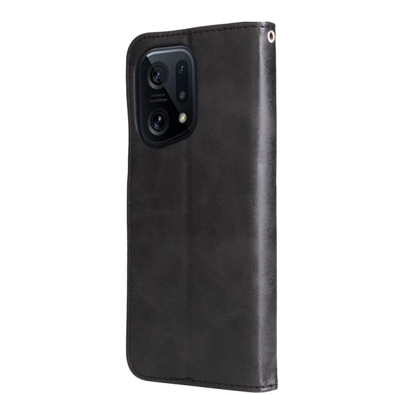 Capa De Couro Para Oppo Find X5 Carteira