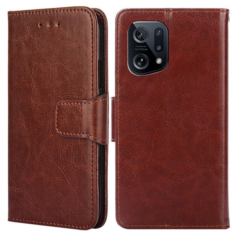 Capa De Couro Para Oppo Find X5 Couro Falso Vintage