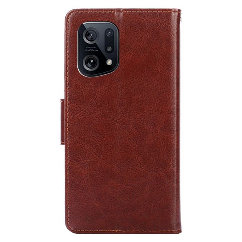 Capa De Couro Para Oppo Find X5 Couro Falso Vintage