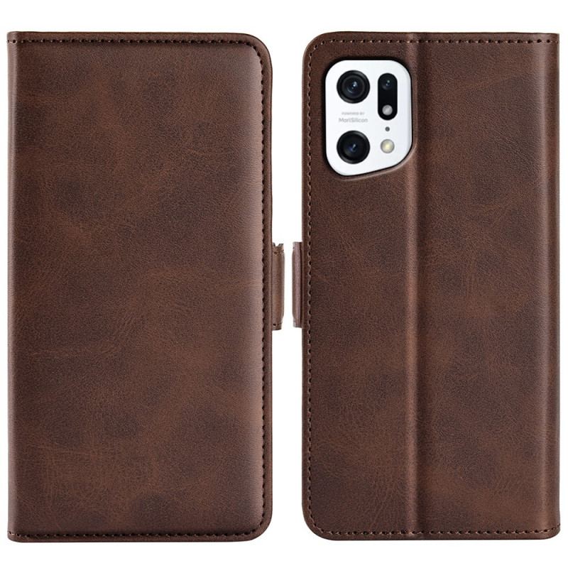 Capa De Couro Para Oppo Find X5 Flip Aba Dupla