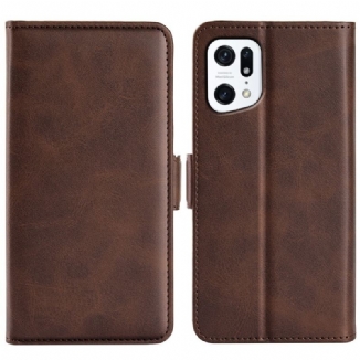 Capa De Couro Para Oppo Find X5 Flip Aba Dupla