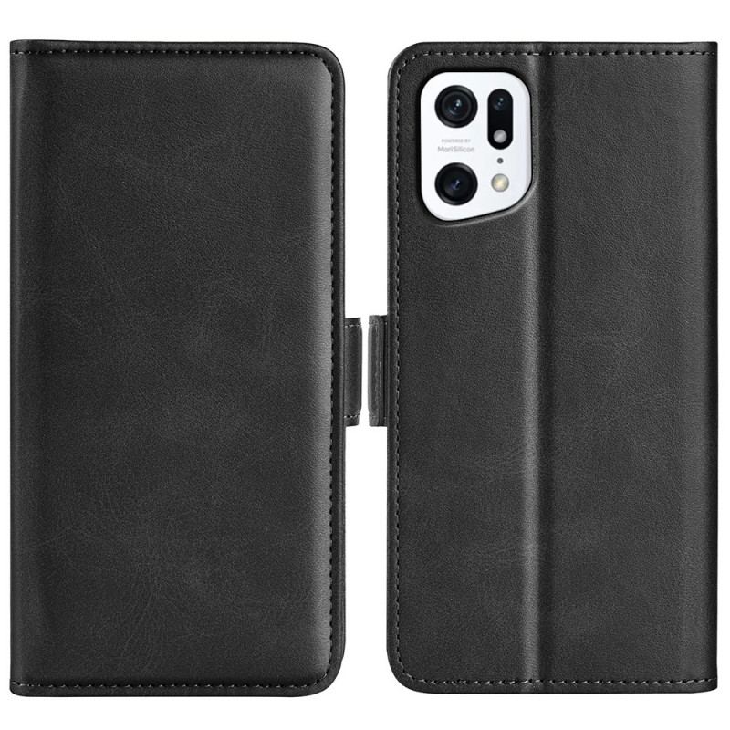 Capa De Couro Para Oppo Find X5 Flip Aba Dupla