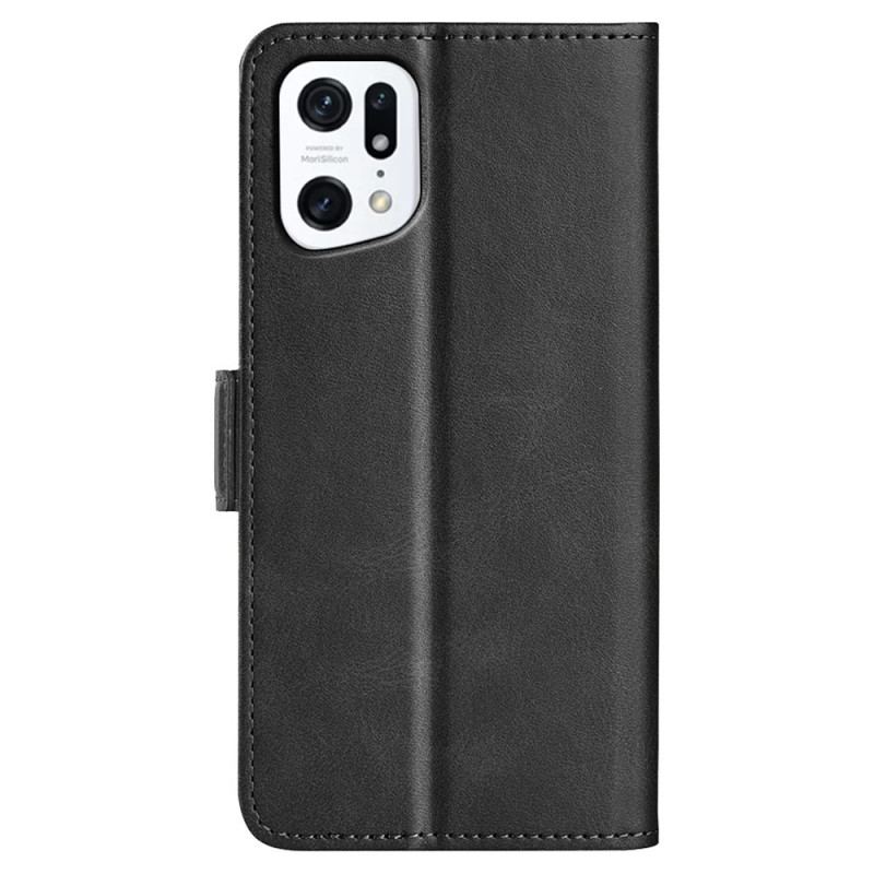 Capa De Couro Para Oppo Find X5 Flip Aba Dupla