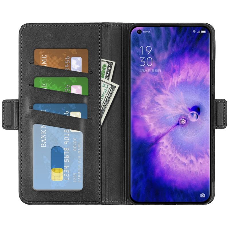 Capa De Couro Para Oppo Find X5 Flip Aba Dupla