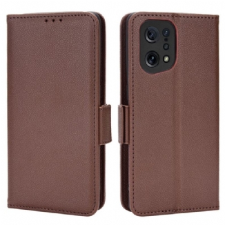 Capa De Couro Para Oppo Find X5 Flip Aba Dupla Novas Cores