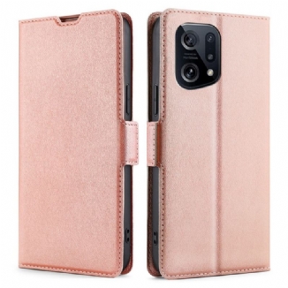 Capa De Couro Para Oppo Find X5 Flip Design De Aba Dupla