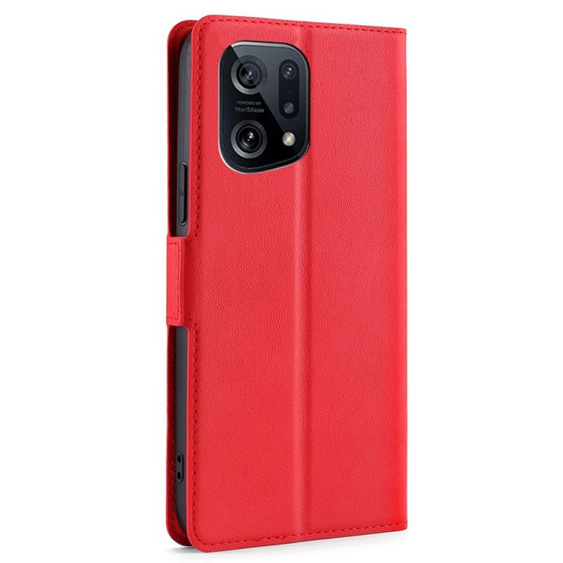 Capa De Couro Para Oppo Find X5 Flip Design De Aba Dupla