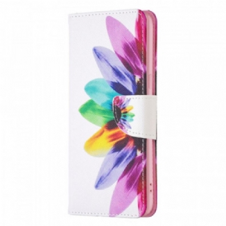 Capa De Couro Para Oppo Find X5 Flor Aquarela