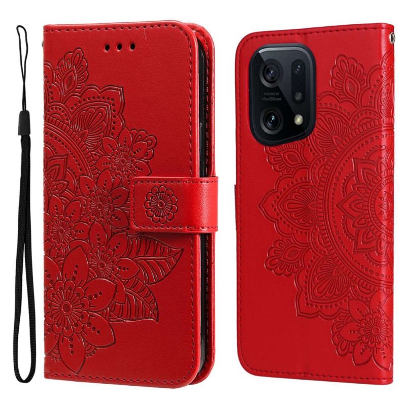 Capa Flip Para Oppo Find X5 De Cordão Mandala Strappy