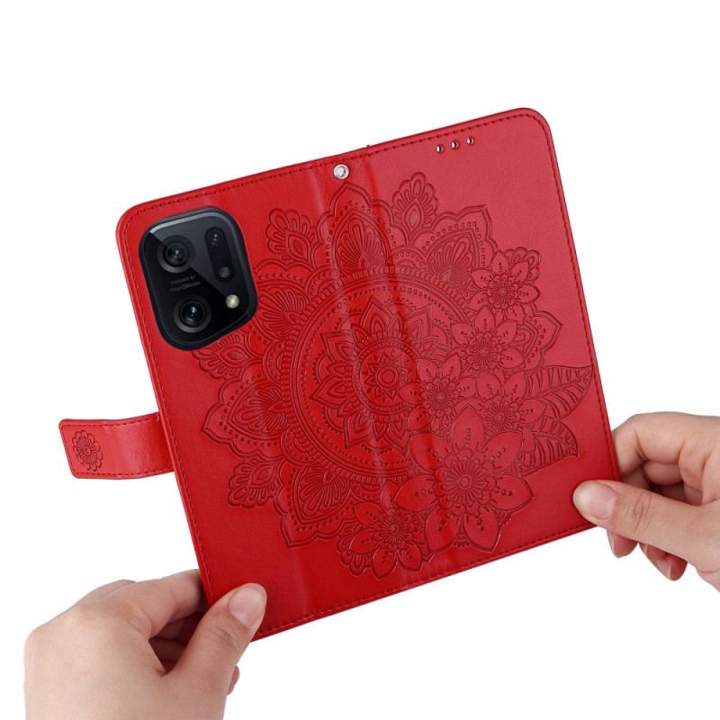 Capa Flip Para Oppo Find X5 De Cordão Mandala Strappy