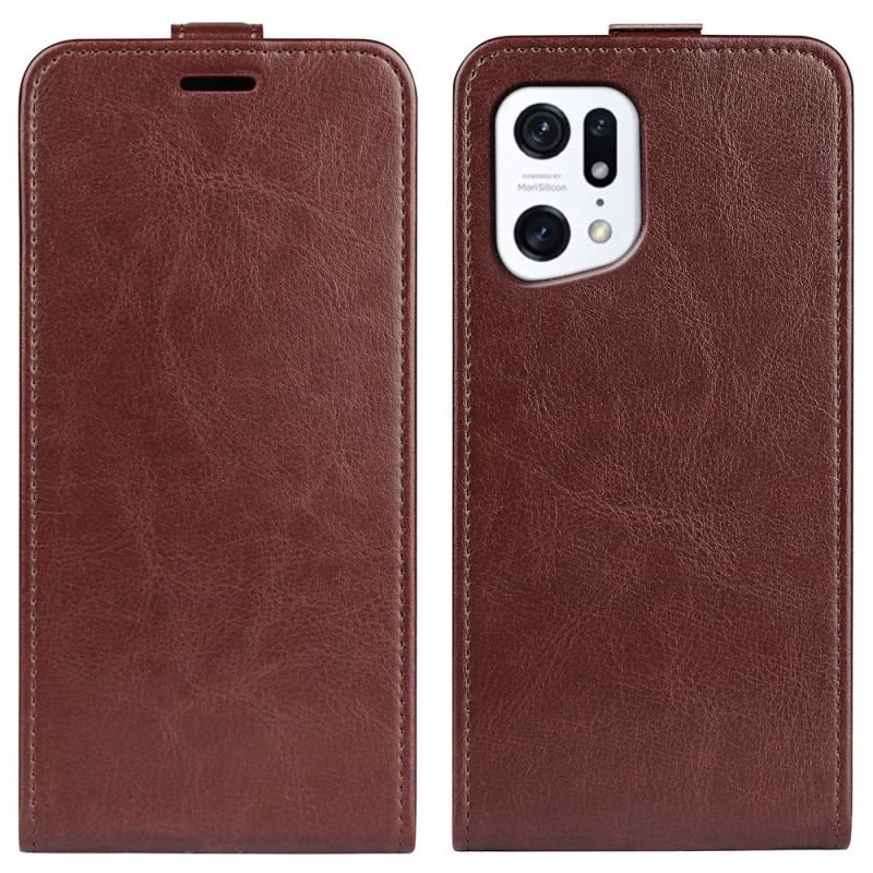 Capa Flip Para Oppo Find X5 De Couro Dobrável