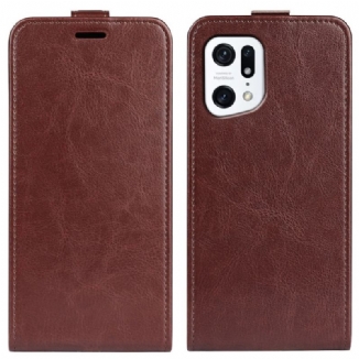 Capa Flip Para Oppo Find X5 De Couro Dobrável