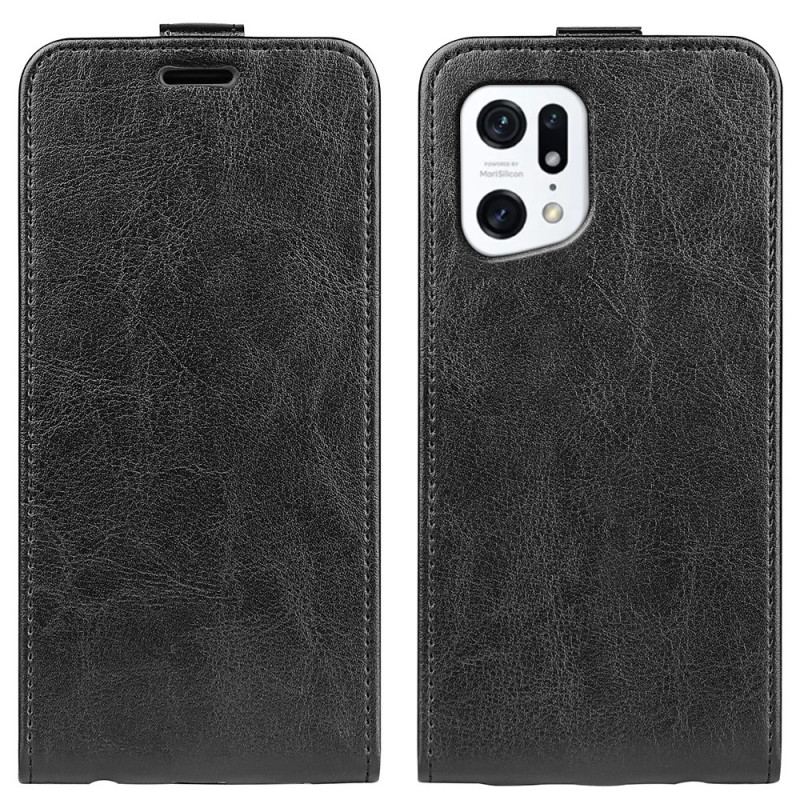 Capa Flip Para Oppo Find X5 De Couro Dobrável