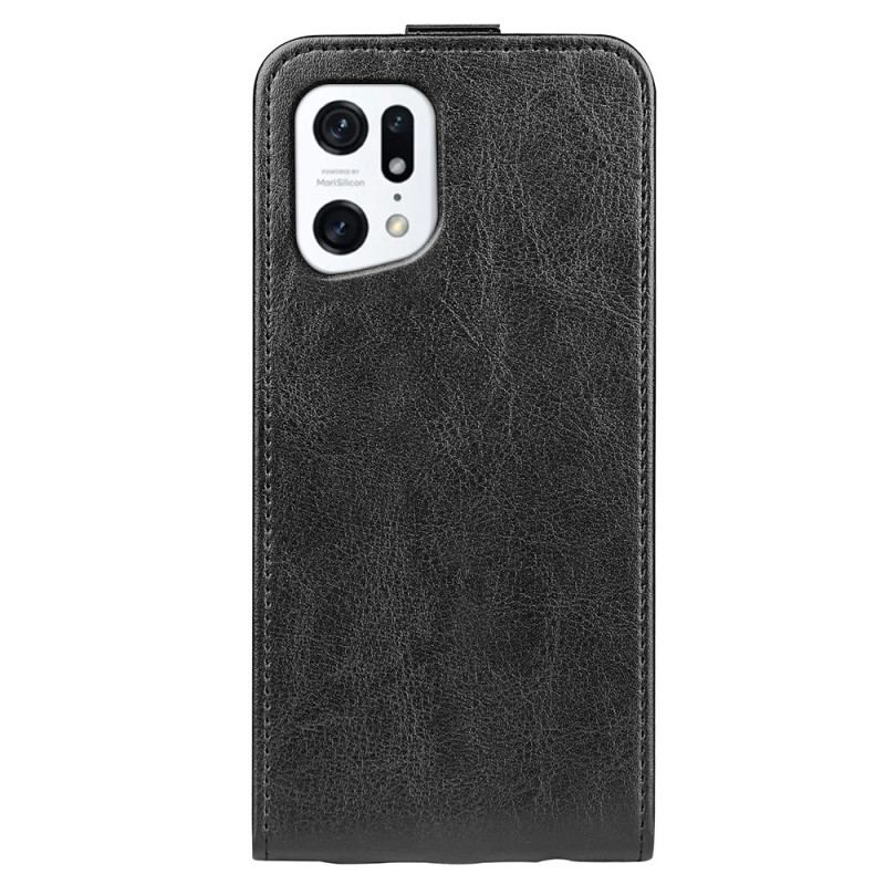 Capa Flip Para Oppo Find X5 De Couro Dobrável