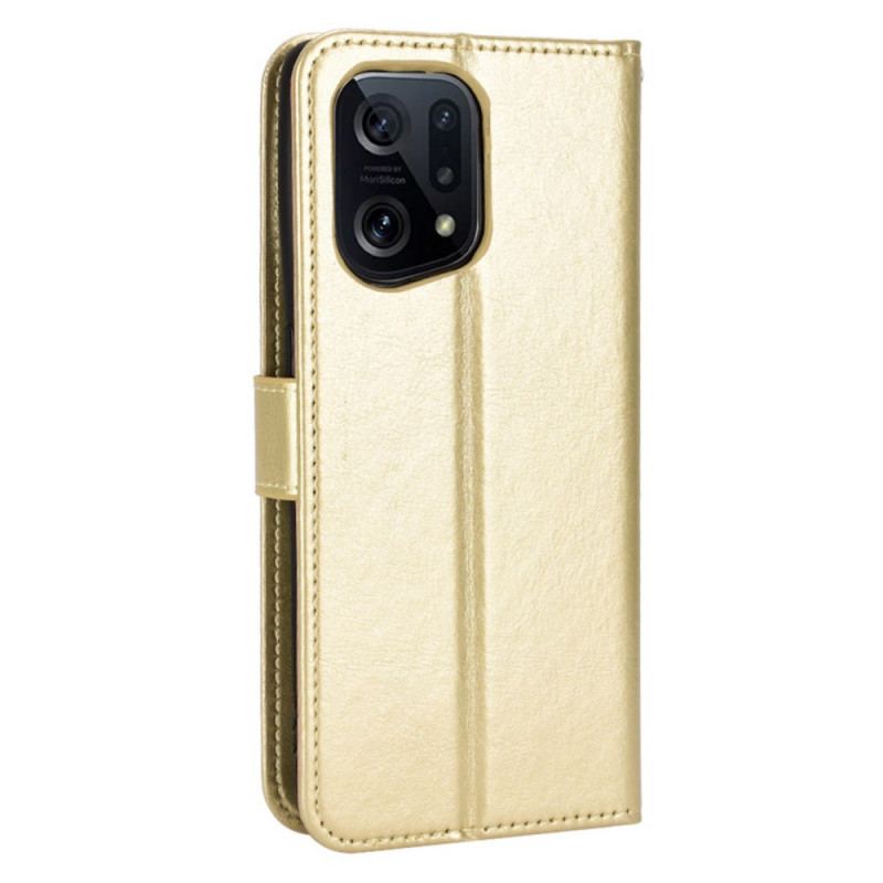 Capa Flip Para Oppo Find X5 Couro Falso Chamativo