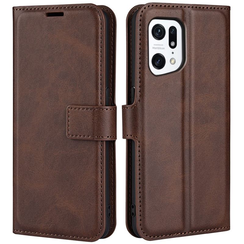 Capa Flip Para Oppo Find X5 Efeito De Couro Extremo Fino