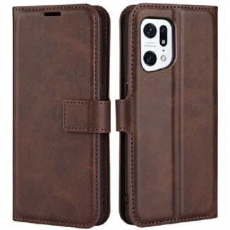 Capa Flip Para Oppo Find X5 Efeito De Couro Extremo Fino