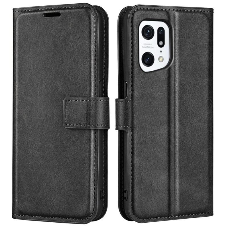 Capa Flip Para Oppo Find X5 Efeito De Couro Extremo Fino