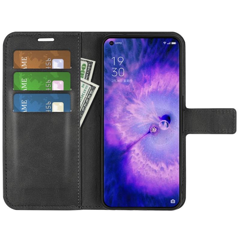 Capa Flip Para Oppo Find X5 Efeito De Couro Extremo Fino