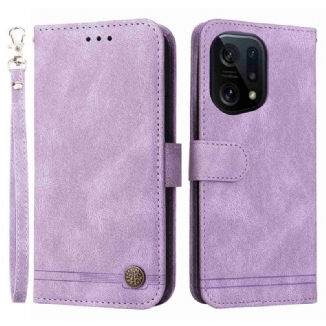 Capa Folio Para Oppo Find X5 Estilo De Couro Com Rebite Decorativo