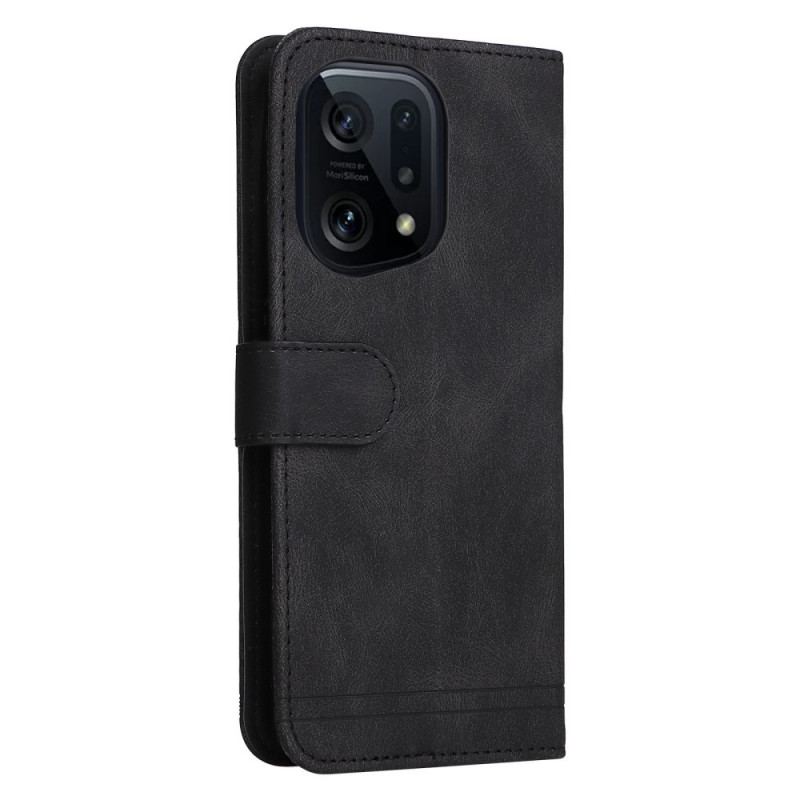 Capa Folio Para Oppo Find X5 Estilo De Couro Com Rebite Decorativo