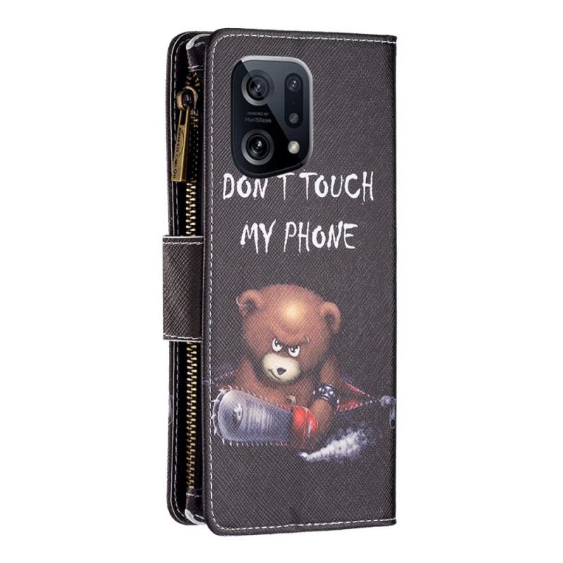 Capa Folio Para Oppo Find X5 Urso De Bolso Com Zíper