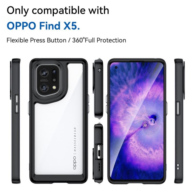 Capa Para Oppo Find X5 Bordas Coloridas Híbridas