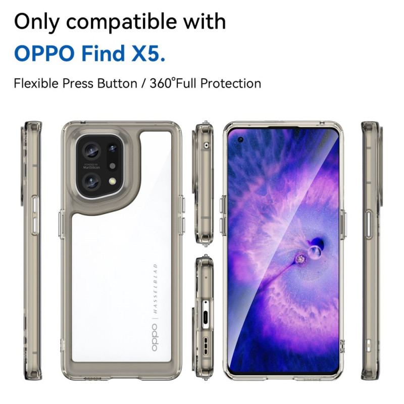 Capa Para Oppo Find X5 Bordas Coloridas Transparentes Híbridas