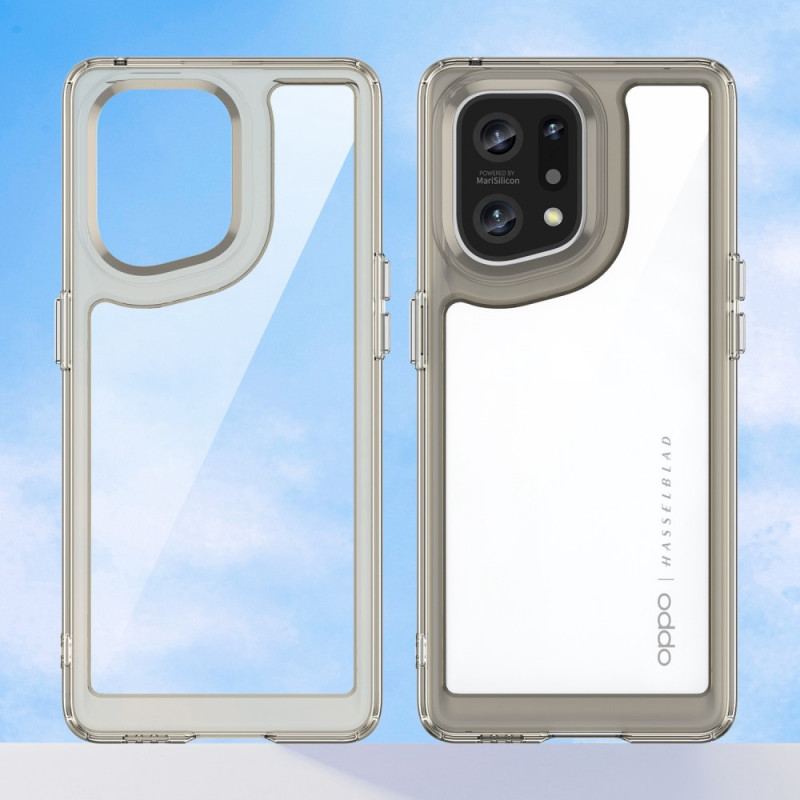 Capa Para Oppo Find X5 Bordas Coloridas Transparentes Híbridas