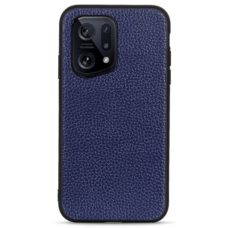 Capa Para Oppo Find X5 Couro Lichia Genuíno