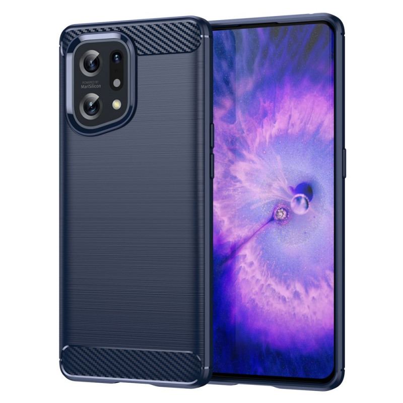 Capa Para Oppo Find X5 Fibra De Carbono Escovada