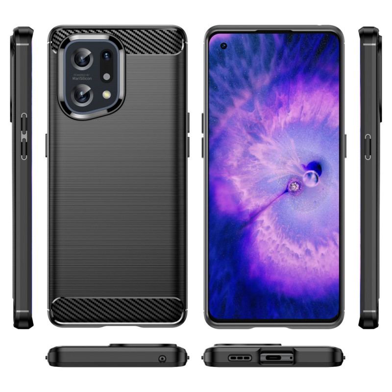 Capa Para Oppo Find X5 Fibra De Carbono Escovada