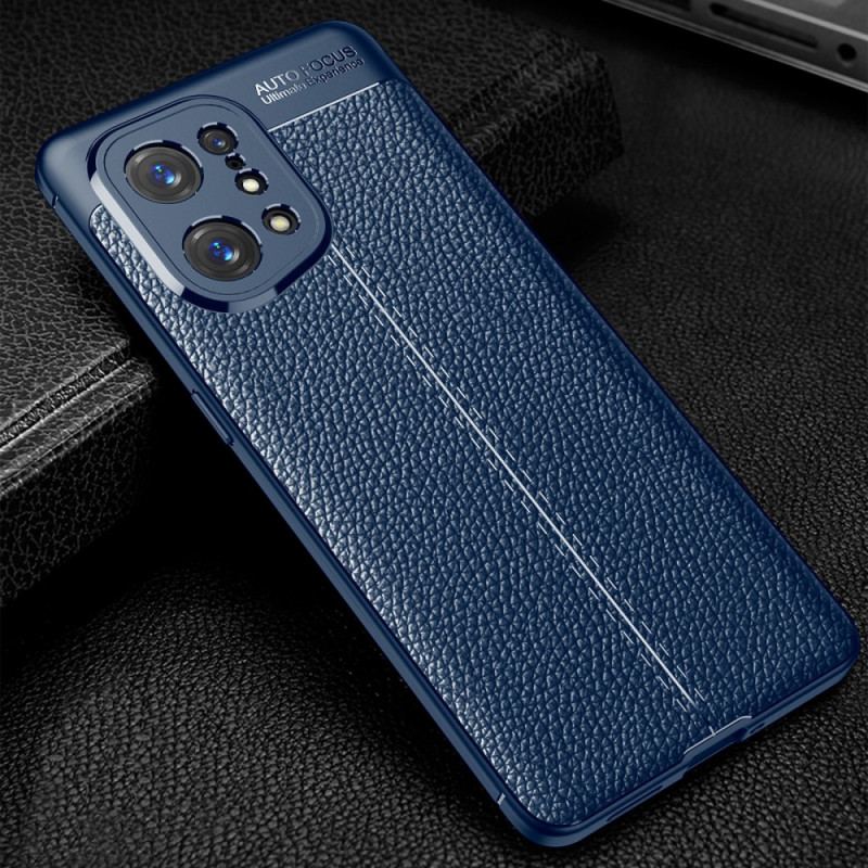 Capa Para Oppo Find X5 Linha Dupla Efeito Couro Litchi