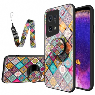 Capa Para Oppo Find X5 Suporte Magnético Patchwork